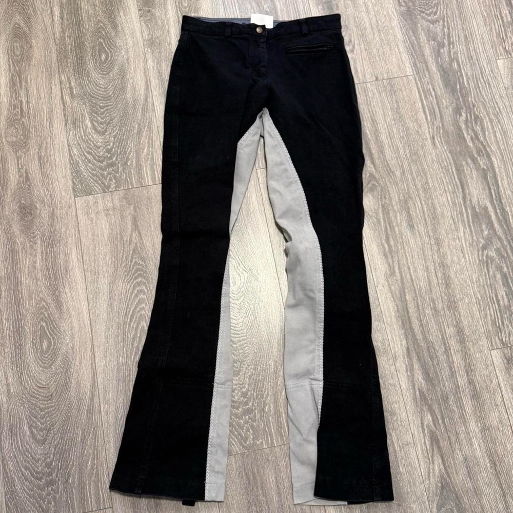 Equiline Riding Breeches Black Gray Knee Patch Equestrian Pants Size 76 (W 6-8)